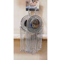 MS Fashion India Round Shape Silver Color Earrings With Hanging Chains