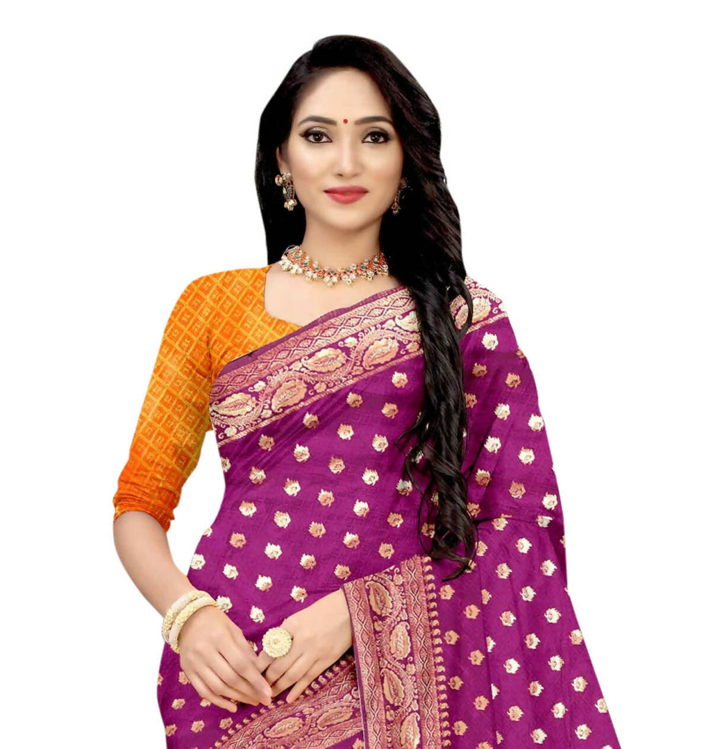 Vamika Purple Weaving Banarasi Jacquard Saree