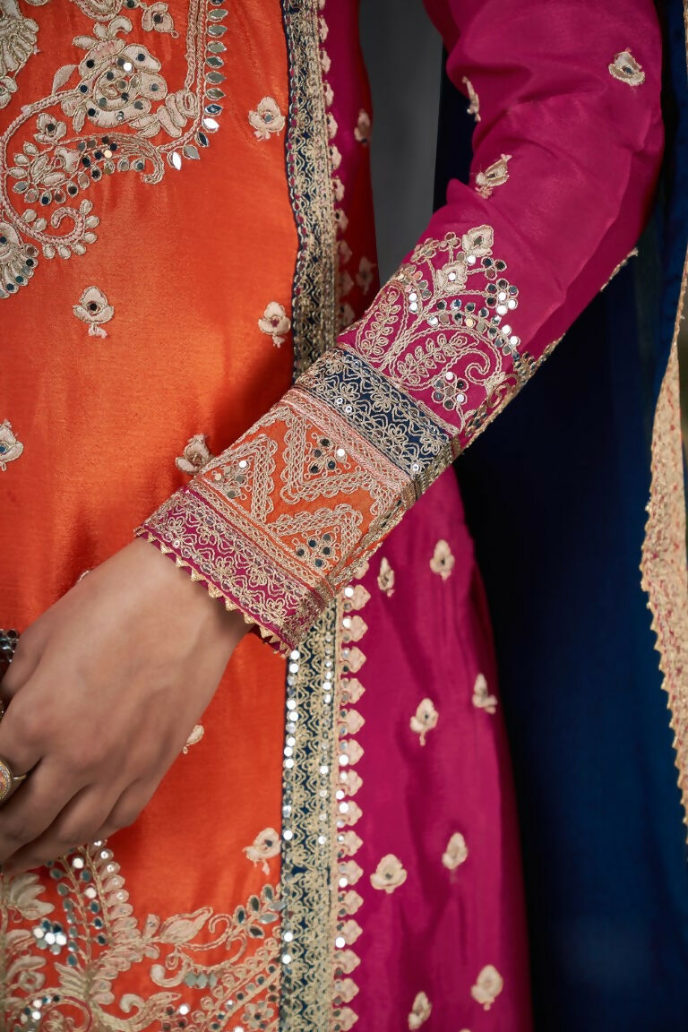 Partywear Designer Keshri Chinon Fabric suit - Shagun