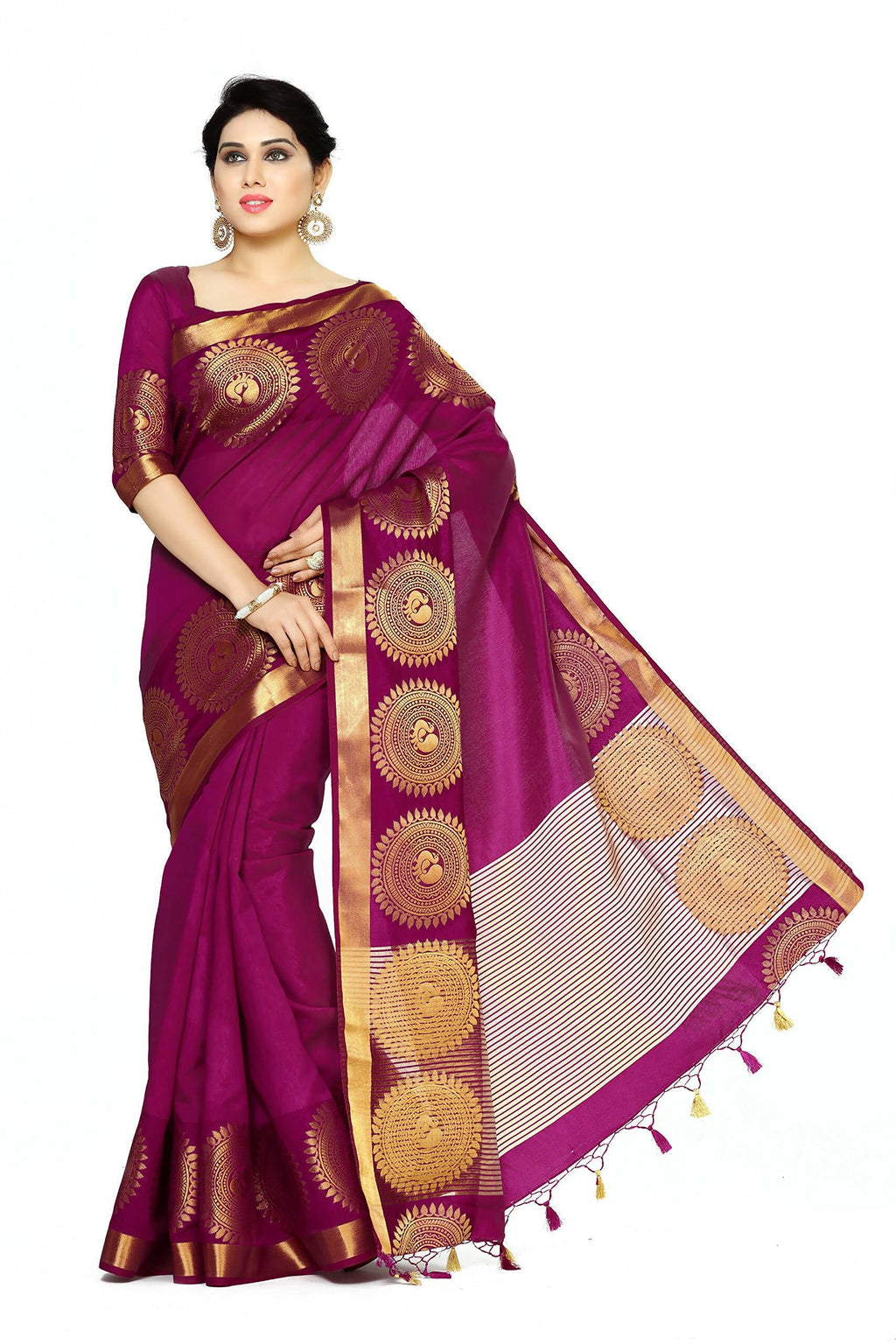 Mimosa Women's Purple Tussar Silk Banarasi Saree