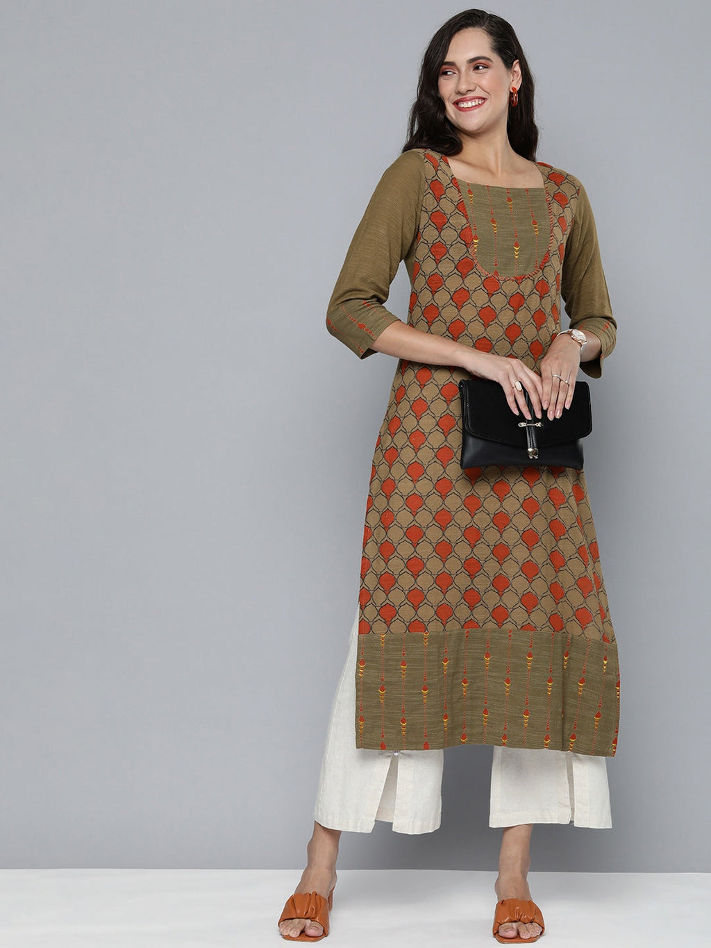 HERE&NOW Women Ethnic Motifs Straight Kurta