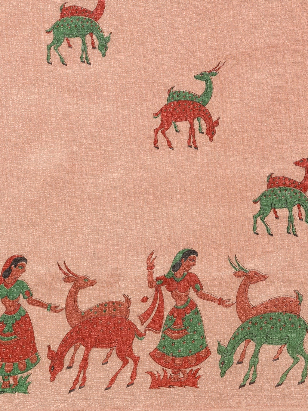 Saree Mall Peach-Coloured & Red Printed Saree