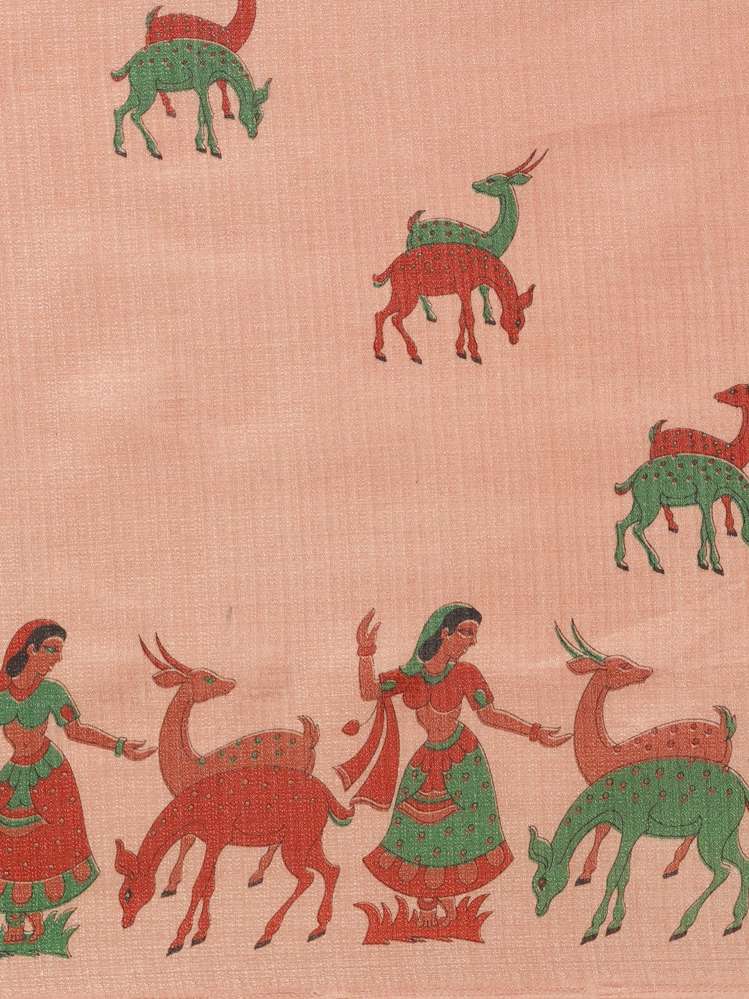 Saree Mall Peach-Coloured & Red Printed Saree