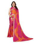 Vamika Pink Georgette Printed With Lace Saree (VERA PINK)