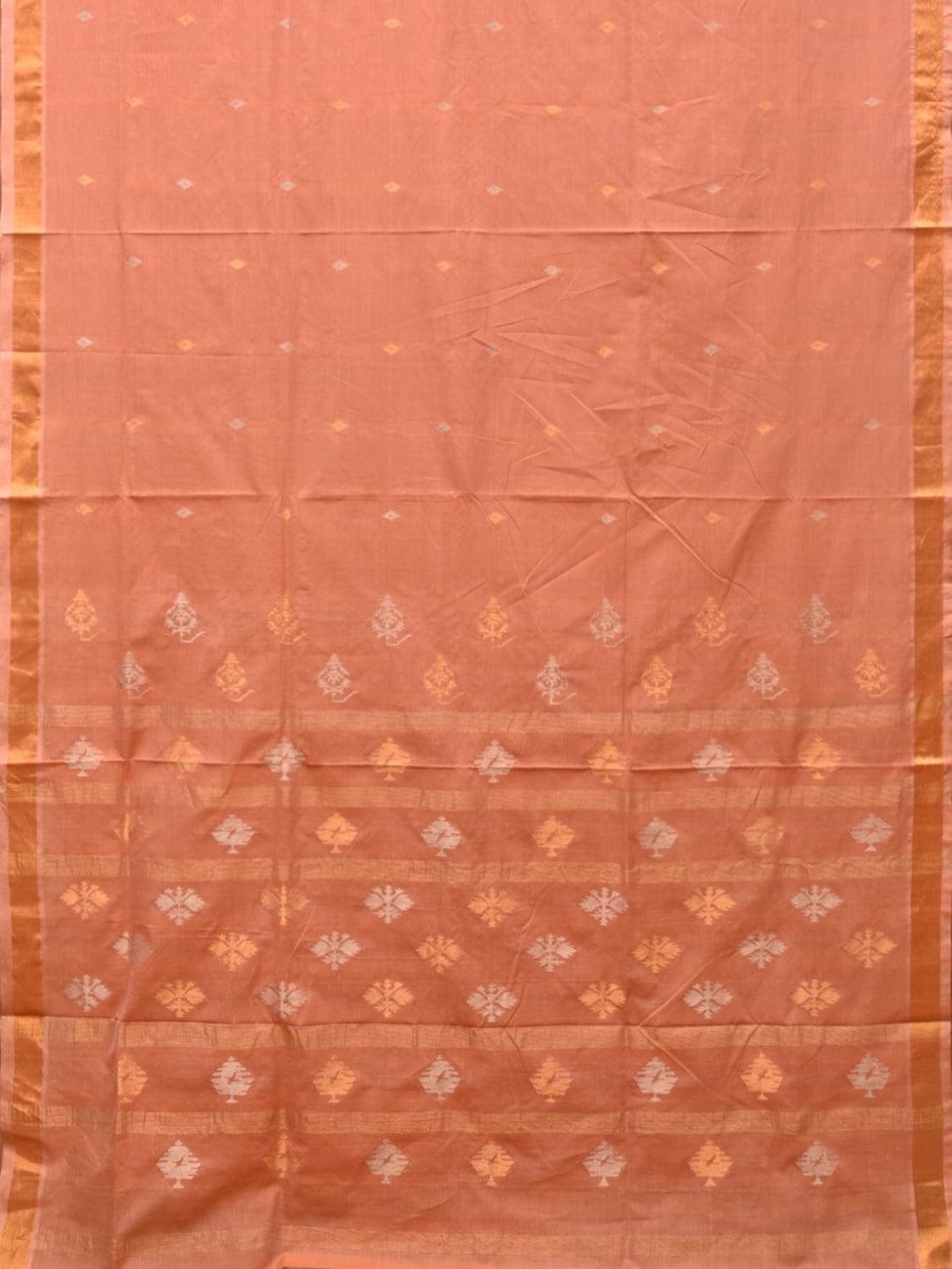 Fawn Uppada Cotton Handloom Saree with Assorted Pallu Design - Global Threads
