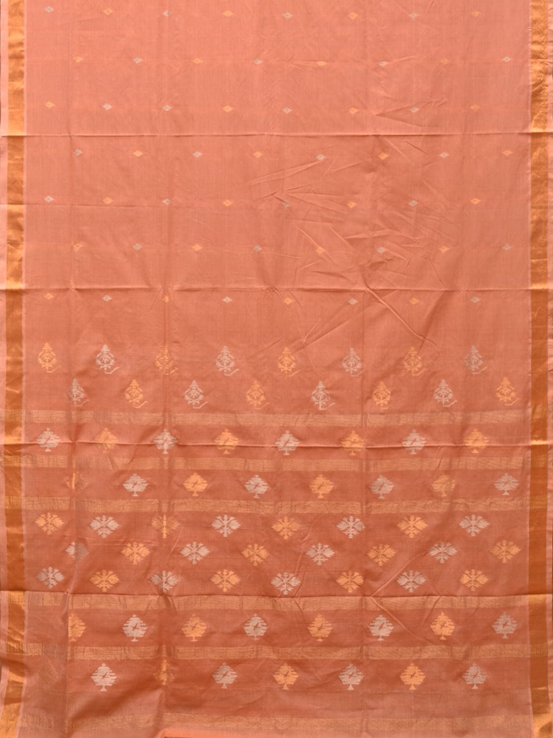 Fawn Uppada Cotton Handloom Saree with Assorted Pallu Design - Global Threads
