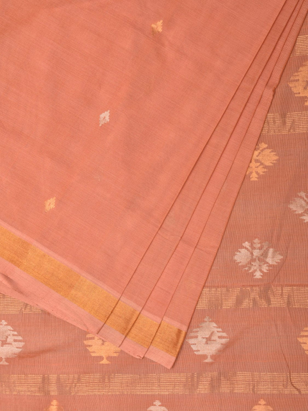 Fawn Uppada Cotton Handloom Saree with Assorted Pallu Design - Global Threads