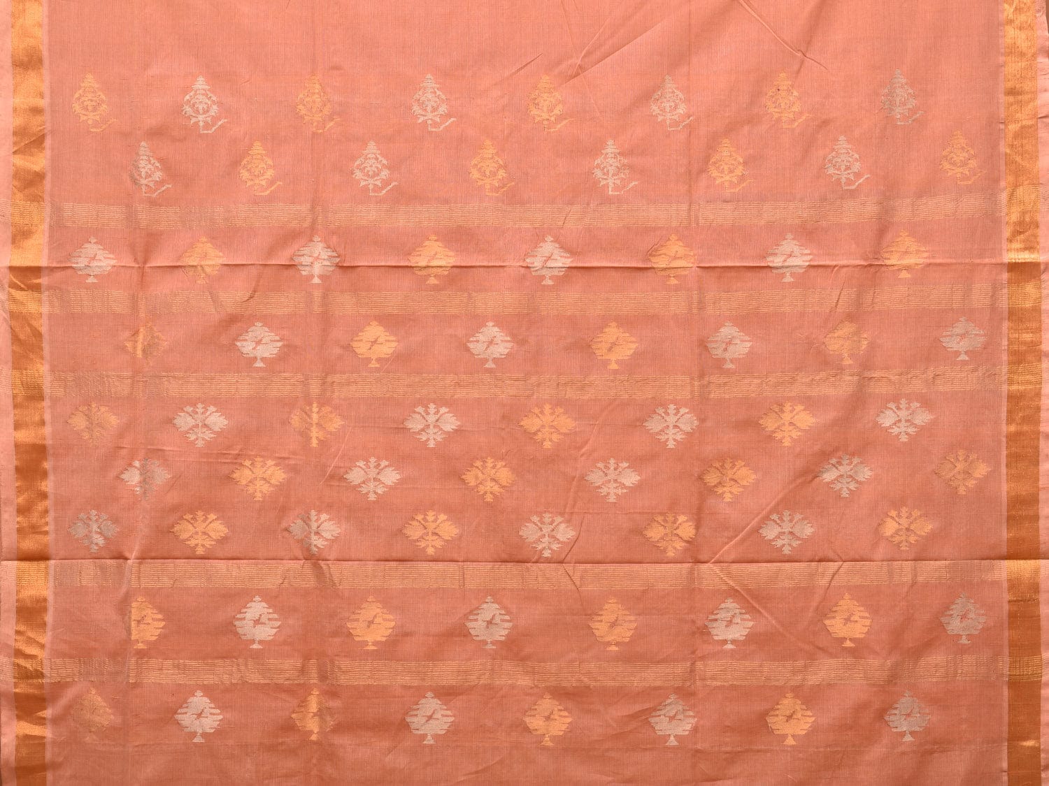 Fawn Uppada Cotton Handloom Saree with Assorted Pallu Design - Global Threads