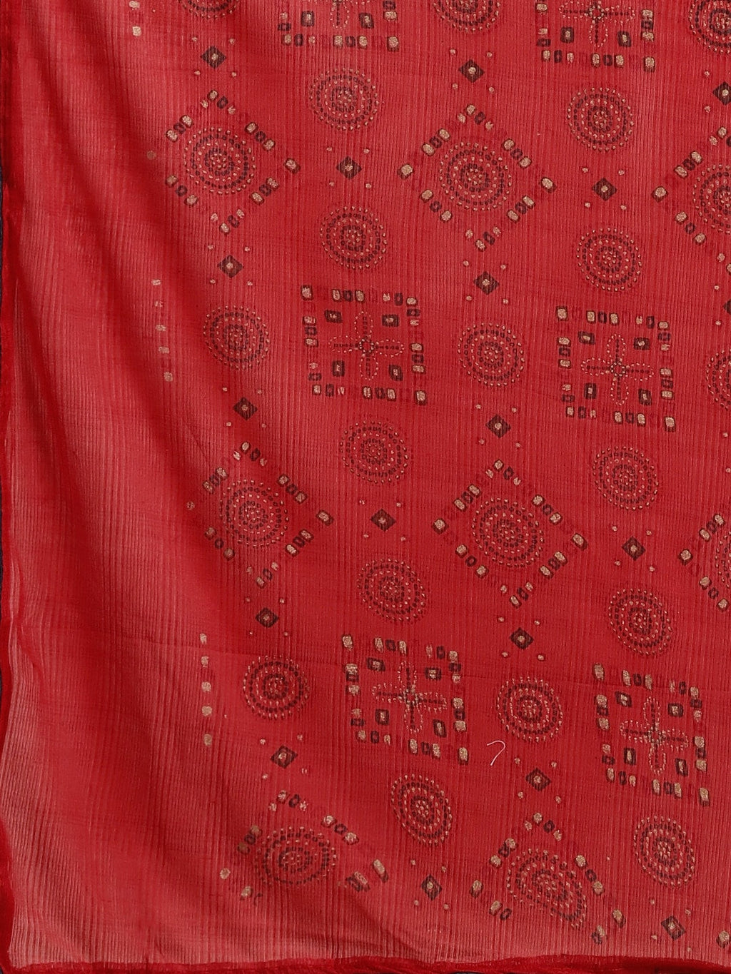 Saree Mall Red Pure Chiffon Tribal Print Bandhani Saree