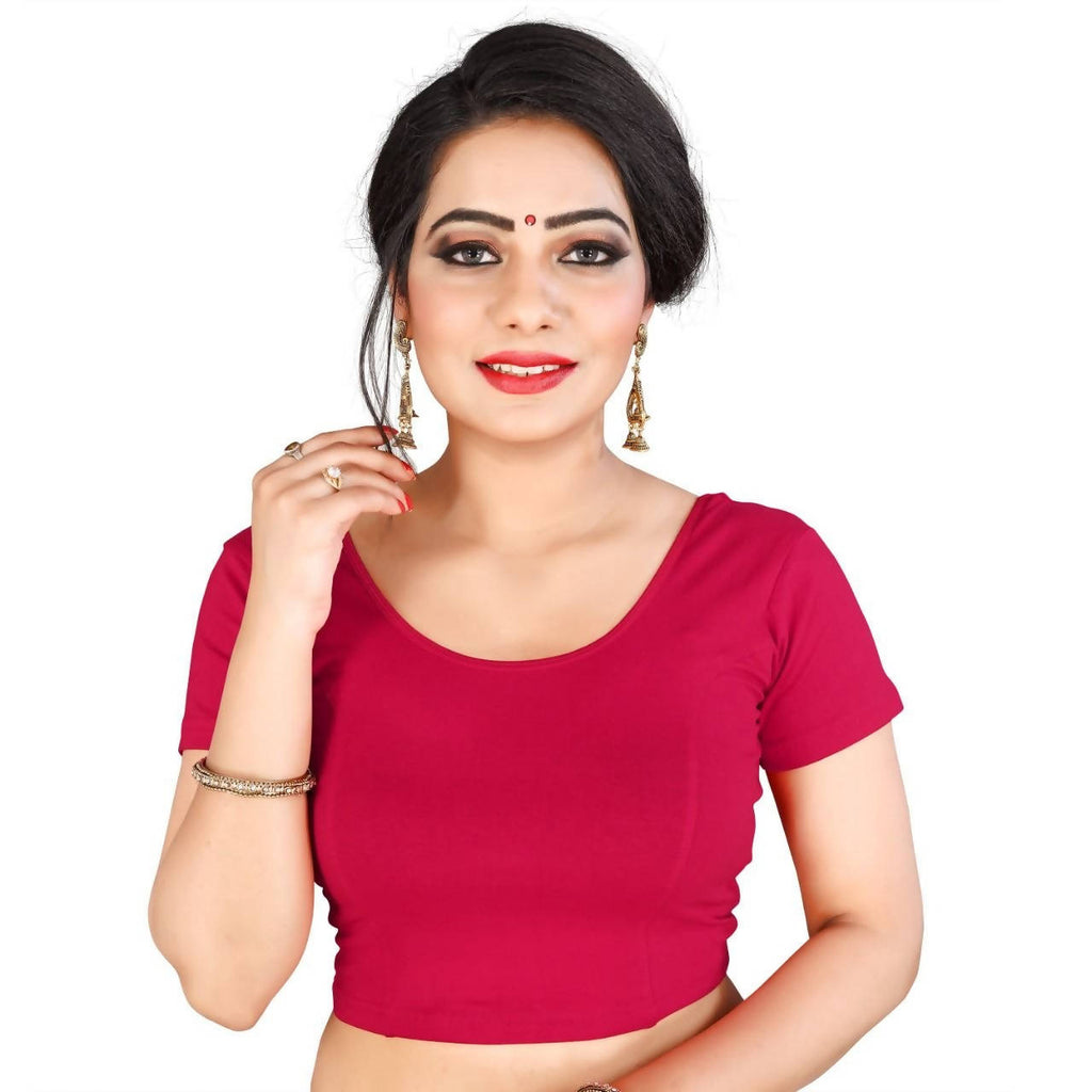 Vamika Pink Lycra Plain Blouse