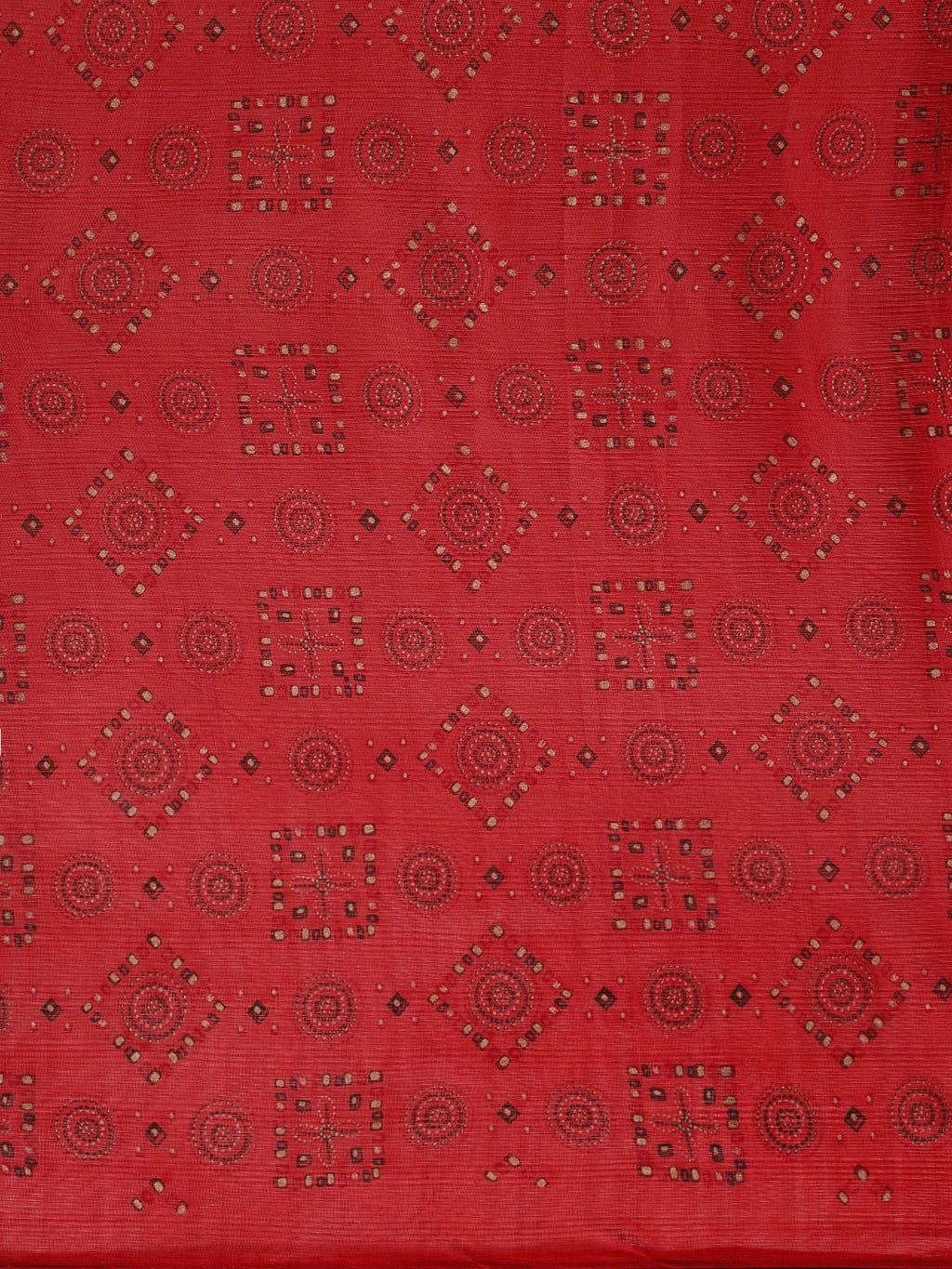 Saree Mall Red Pure Chiffon Tribal Print Bandhani Saree