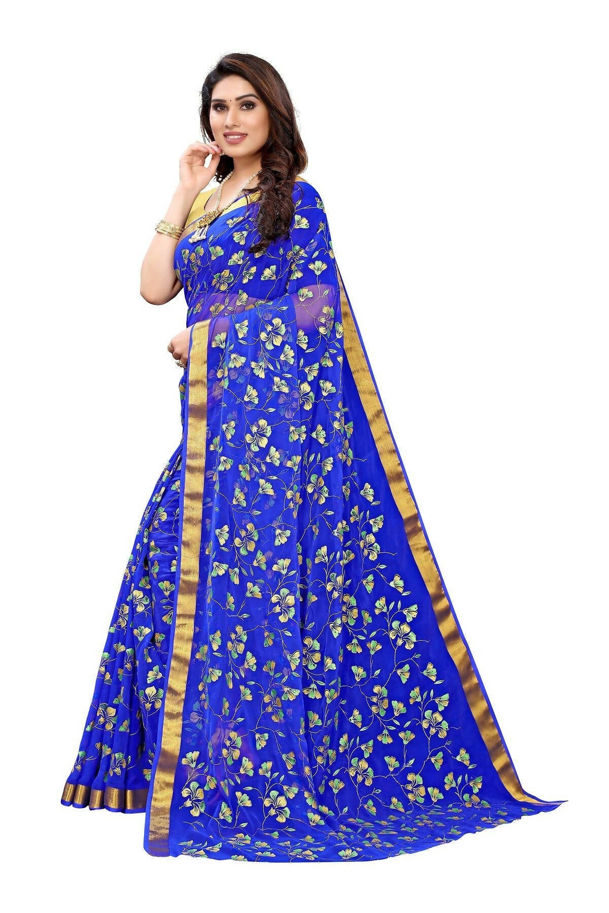 Vamika Blue Printed Chiffon Saree (UJALA BLUE)