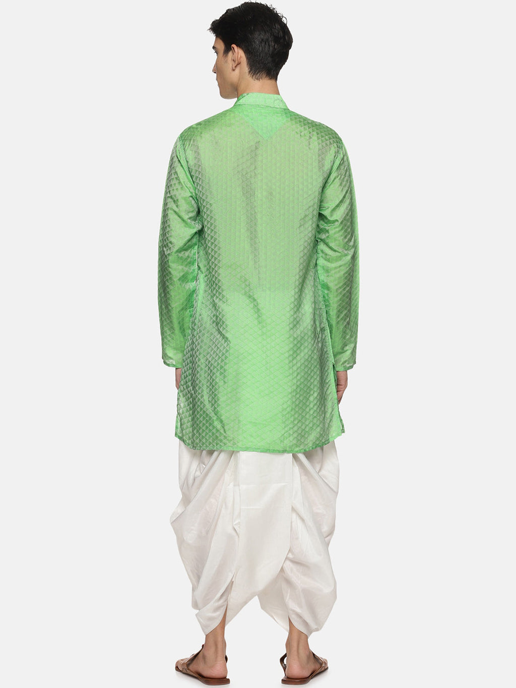 Sethukrishna Men Green Printed Kurta with Patiala