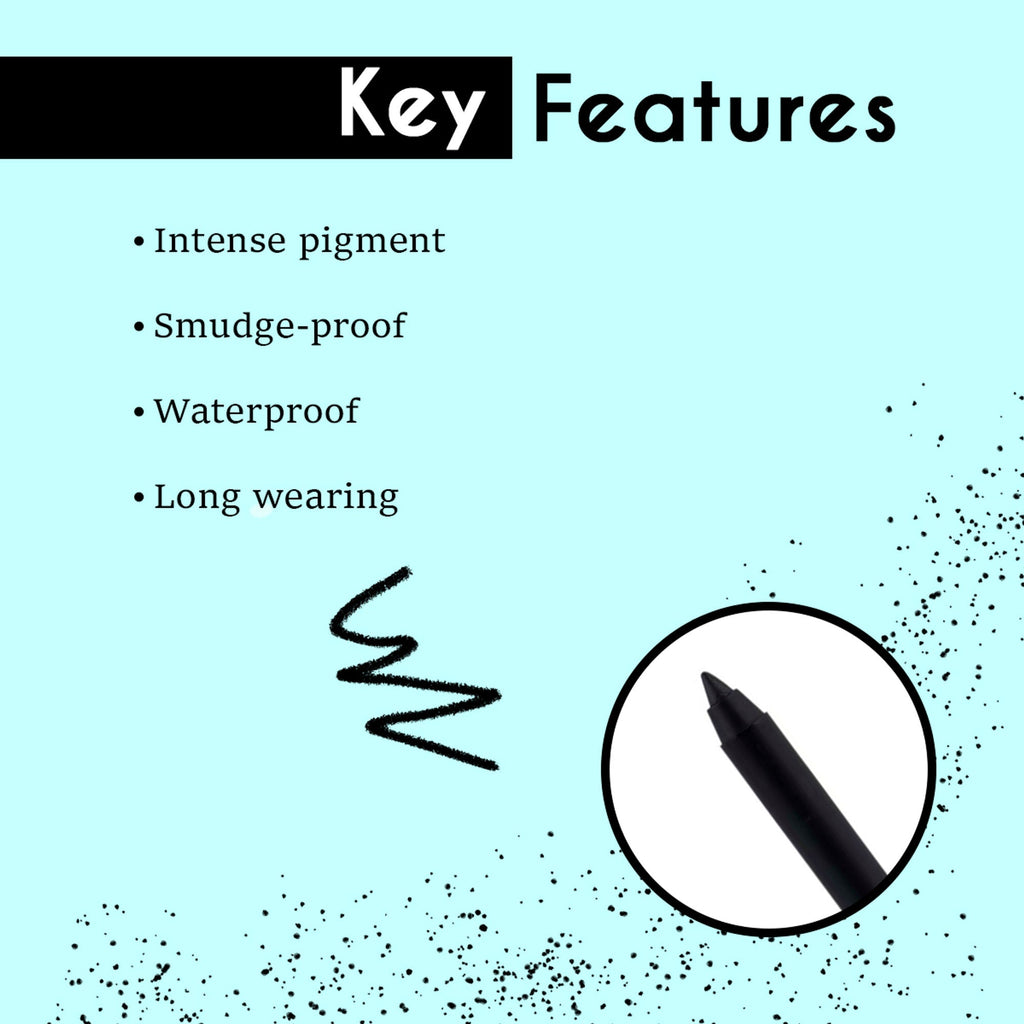Matt Look Single Stroke Super Glide 24 Hours Water Proof Smudge Proof Eyeliner Kohl Kajal - Jet Black