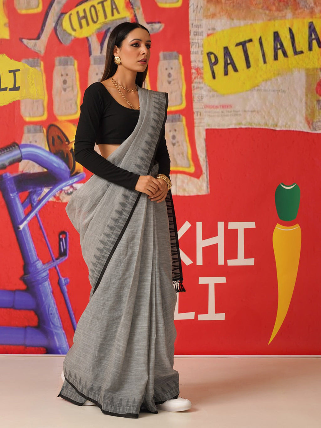 Tikhi Imli Woven Design Cotton Blend Saree
