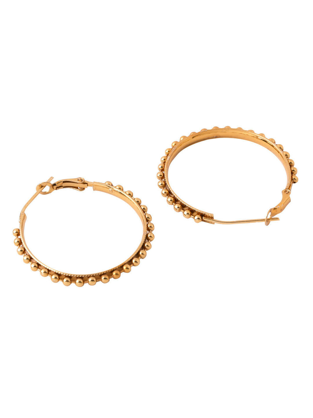 NVR Women Gold Toned Beaded Circular Earrings