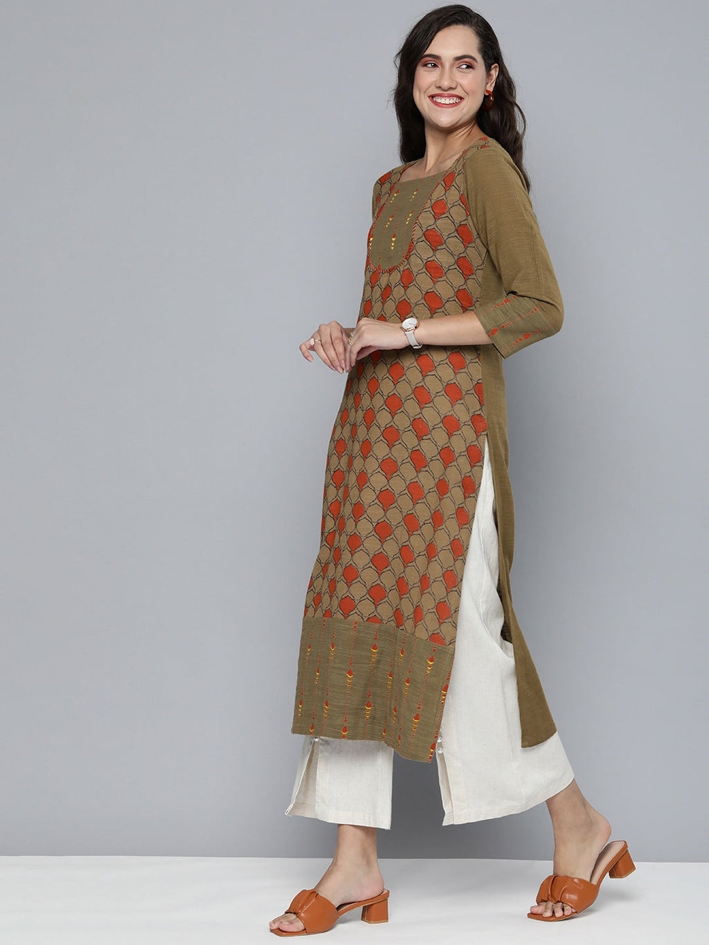 HERE&NOW Women Ethnic Motifs Straight Kurta
