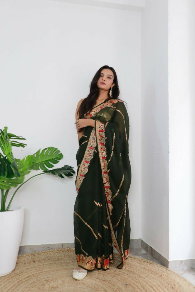 Vamsee Aaradhna Green Georgette Saree