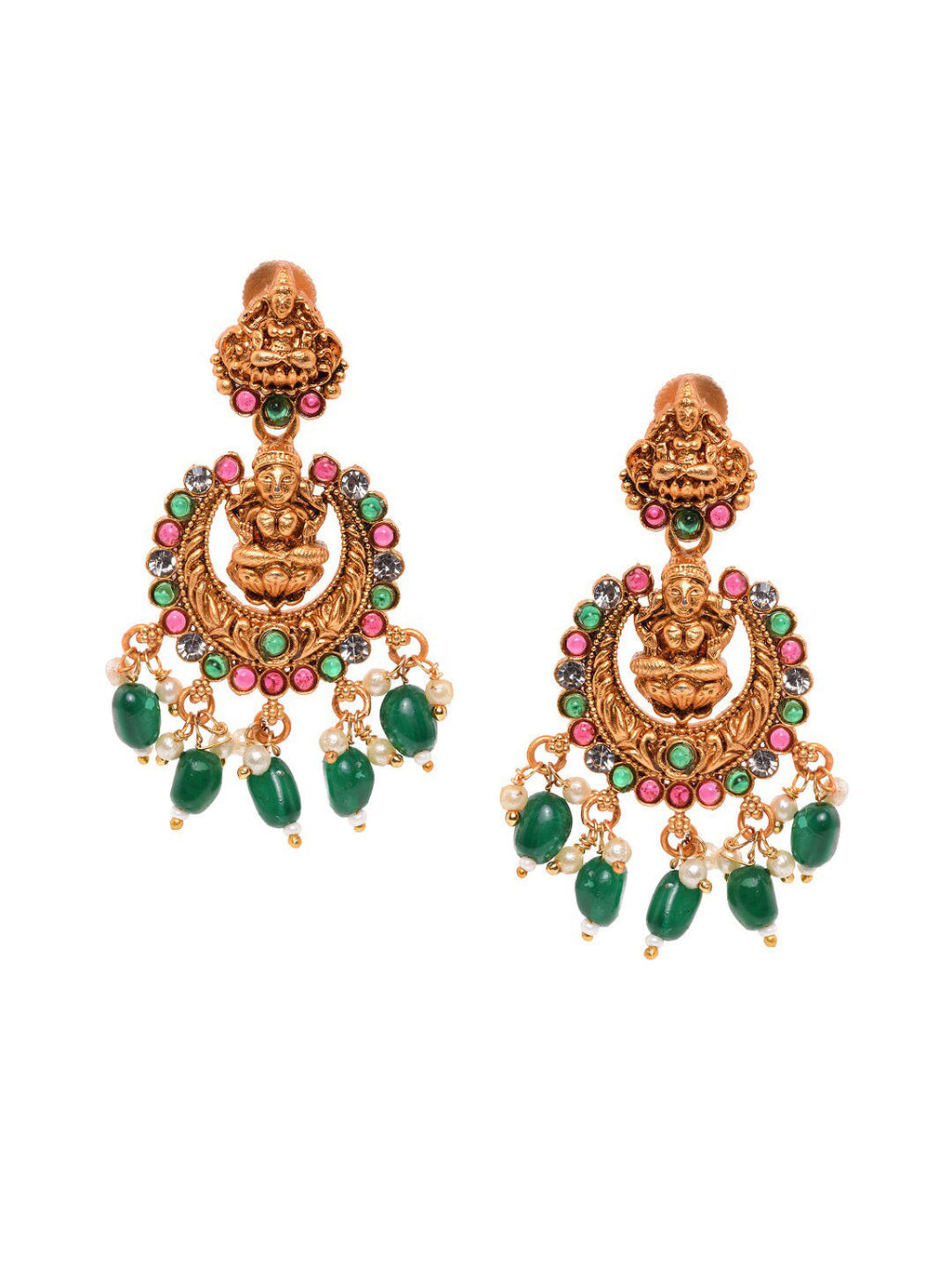Saraf RS Jewellery Gold-Polished Stone-Studded Jewellery Set
