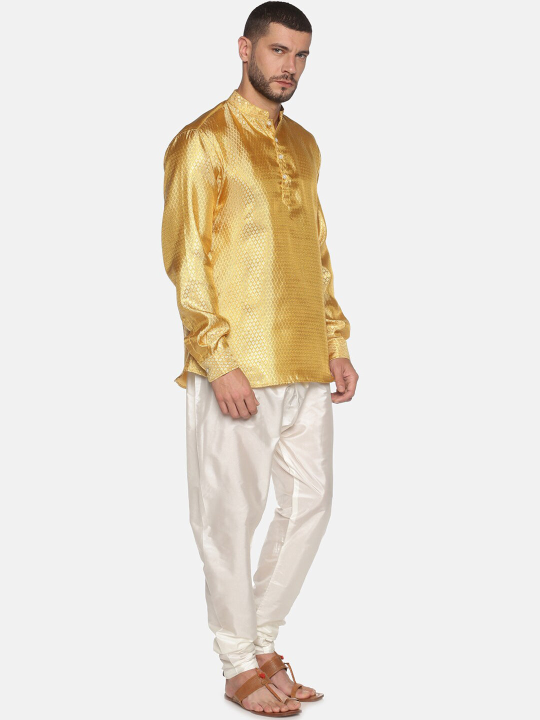 Sethukrishna Gold-Toned Mens Kurta with Pyjamas