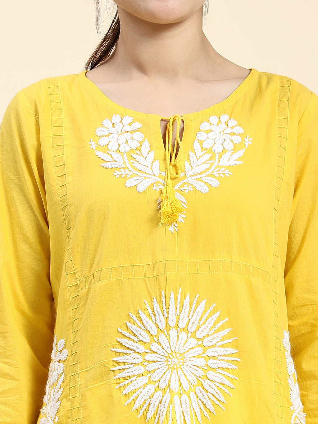 HOUSE OF KARI Embroidered Chikankari Pure Cotton Chikankari Kurta