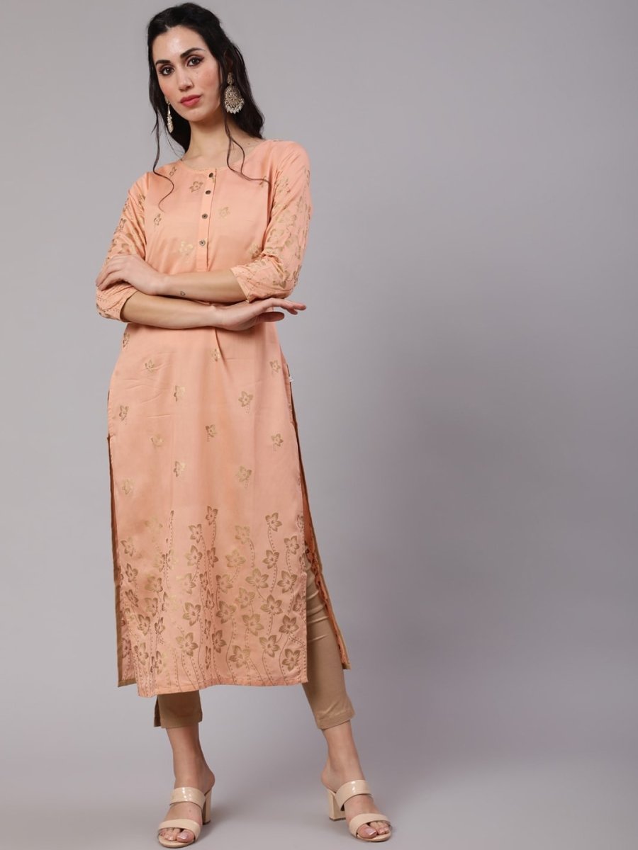 Aks Ethnic Motifs Printed Chanderi Silk Straight Kurta