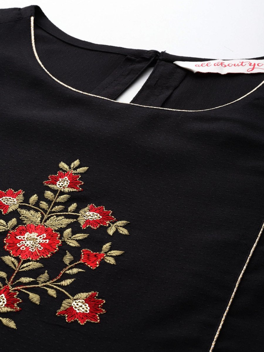 All About You Women Floral Embroidered Kurta