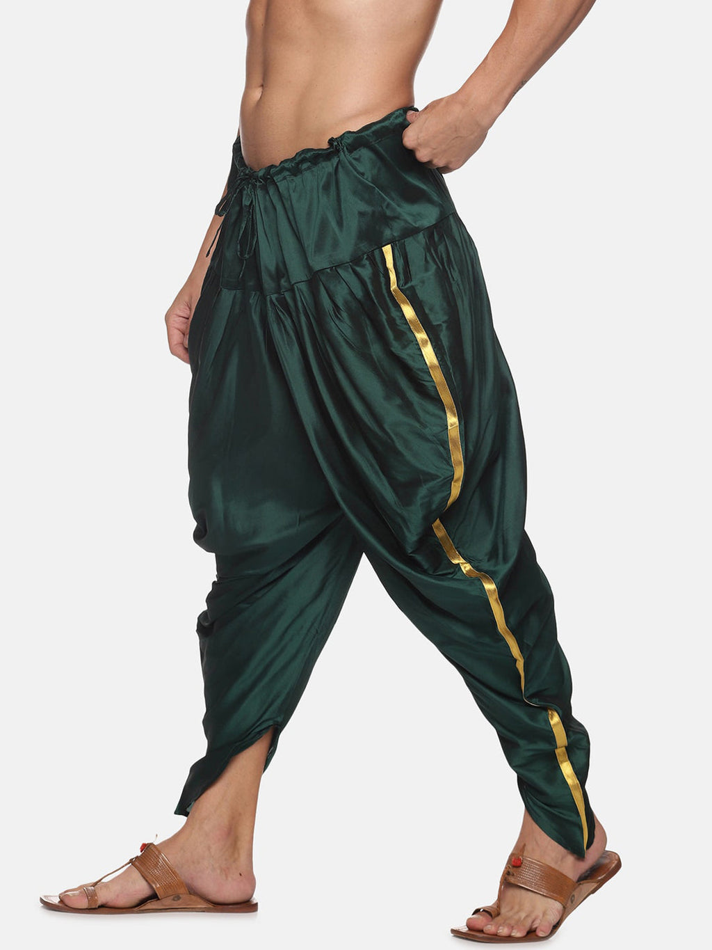 Sethukrishna Men Dark-Green Solid Dhoti Pants