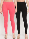 TAG 7 Women Pack Of 2 Solid Ankle-Length Leggings