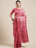 Saree Mall Peach-Coloured & White Floral Art Silk Sarees