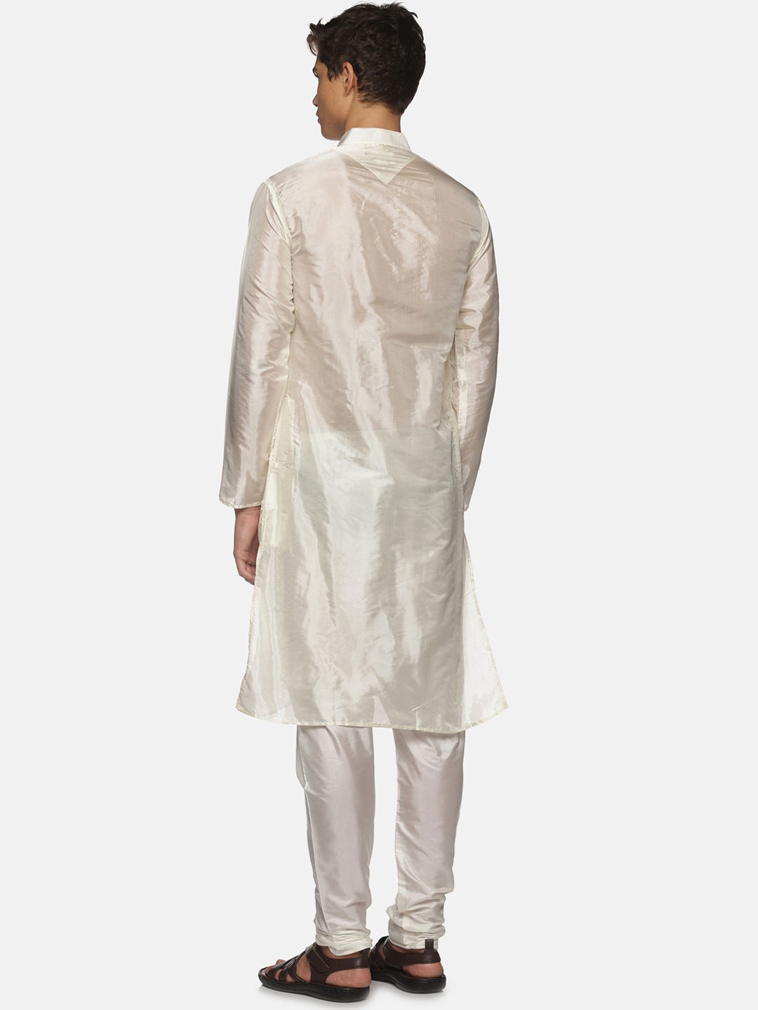 Sethukrishna Men Cream-Coloured Kurta with Pyjamas
