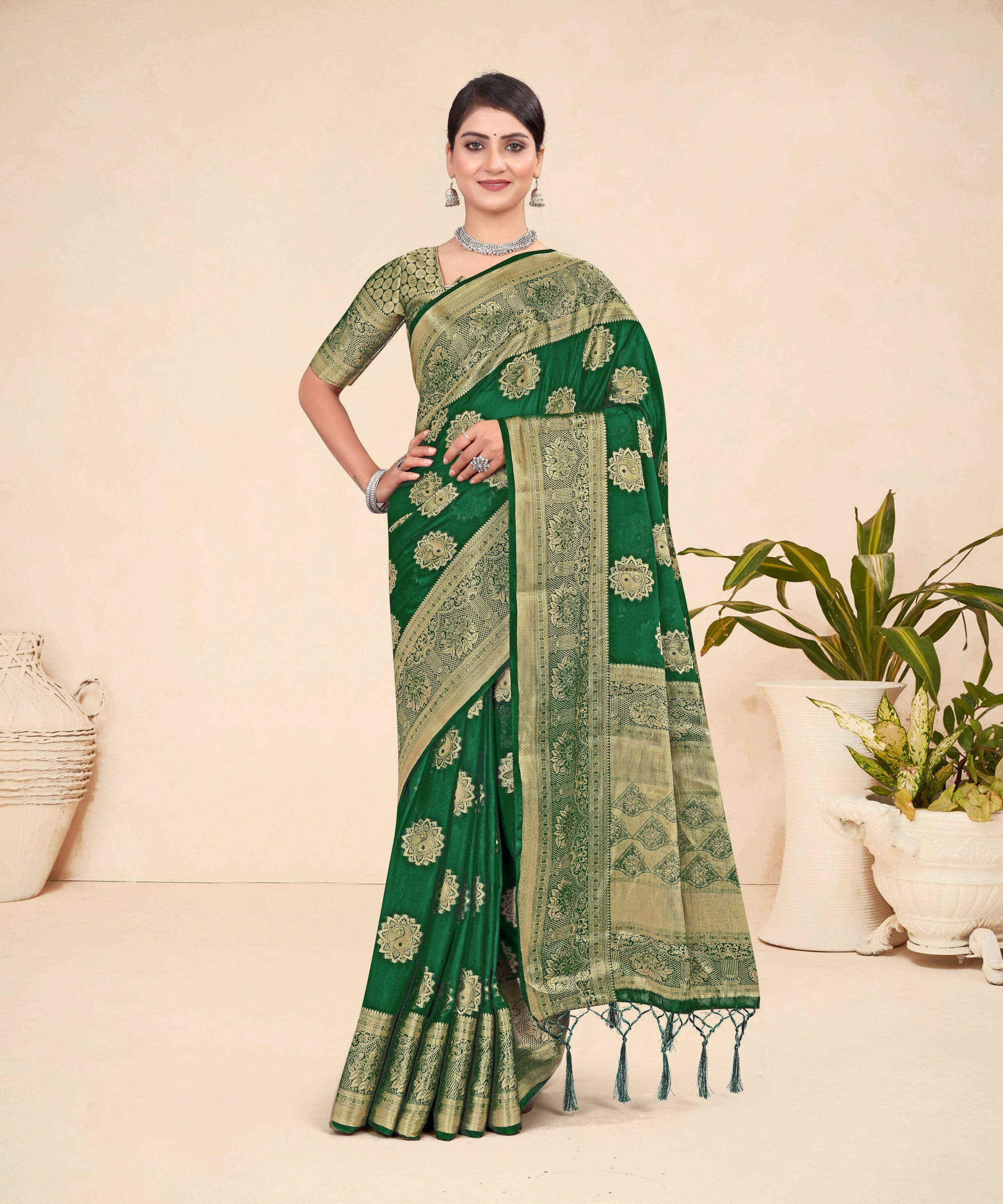 Green Viscose Weaving Designer Saree - Vandini