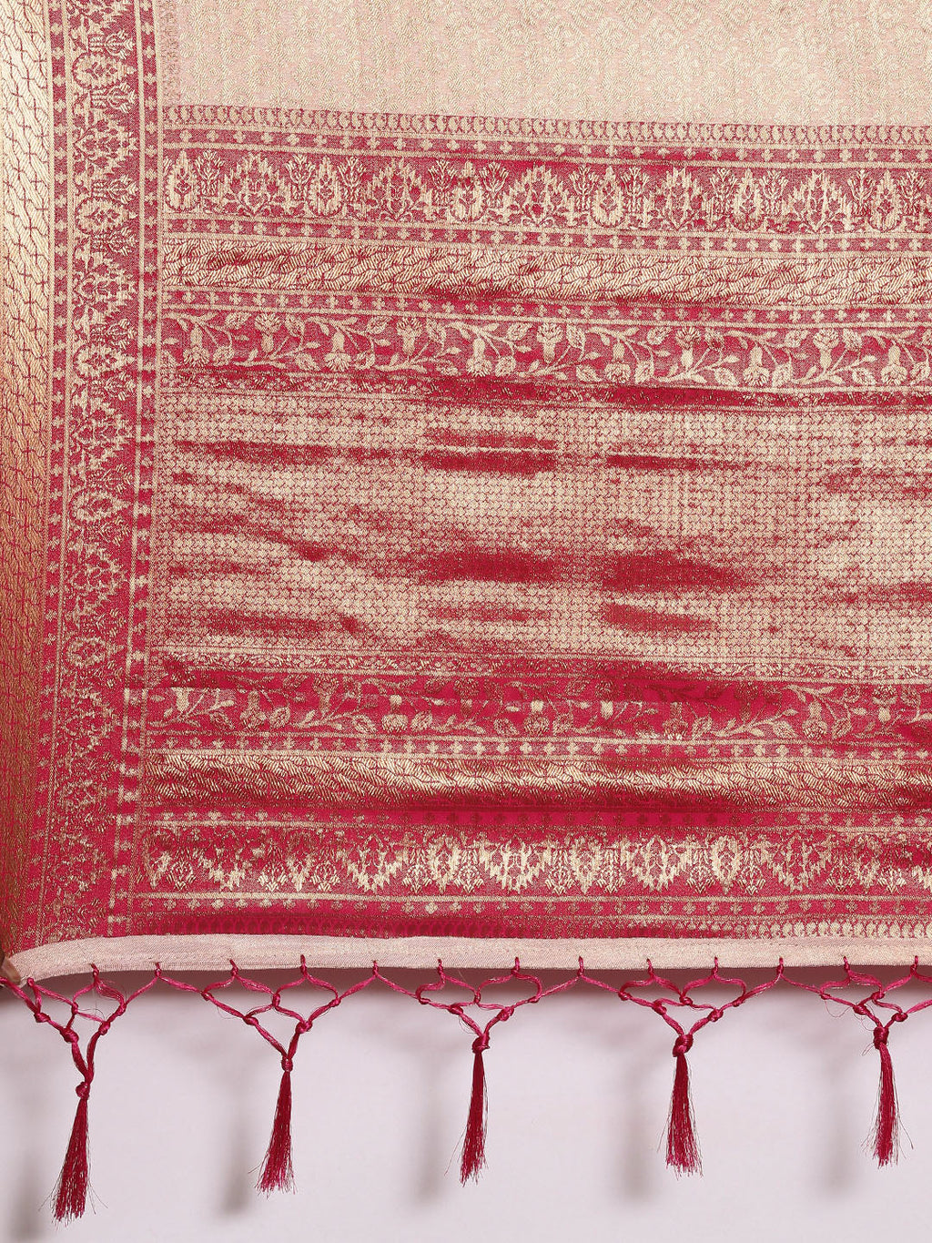 Saree Mall Peach-Coloured Ethnic Motifs Zari Silk Blend Banarasi Saree