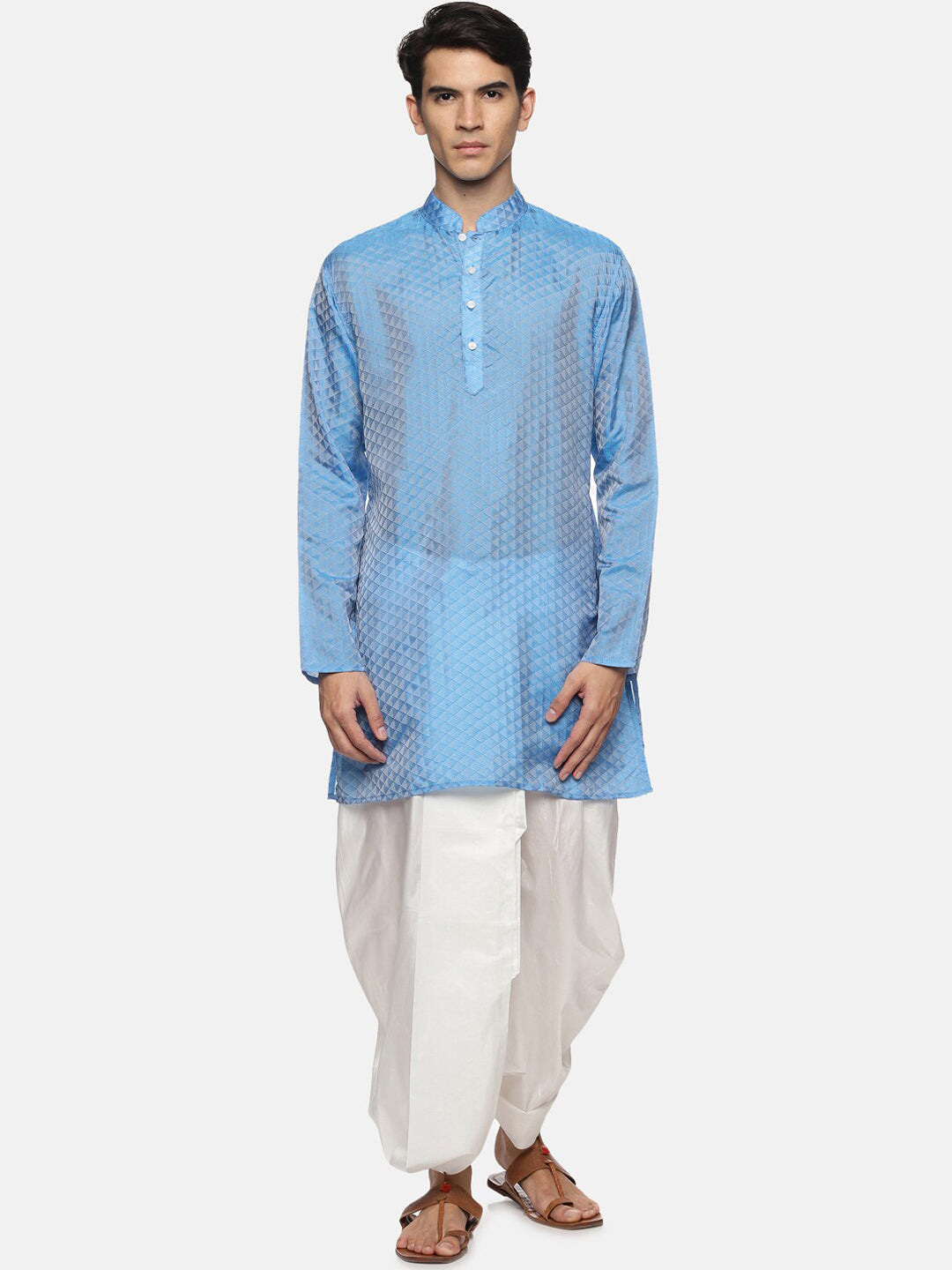 Sethukrishna Men Blue Kurta with Dhoti Pants