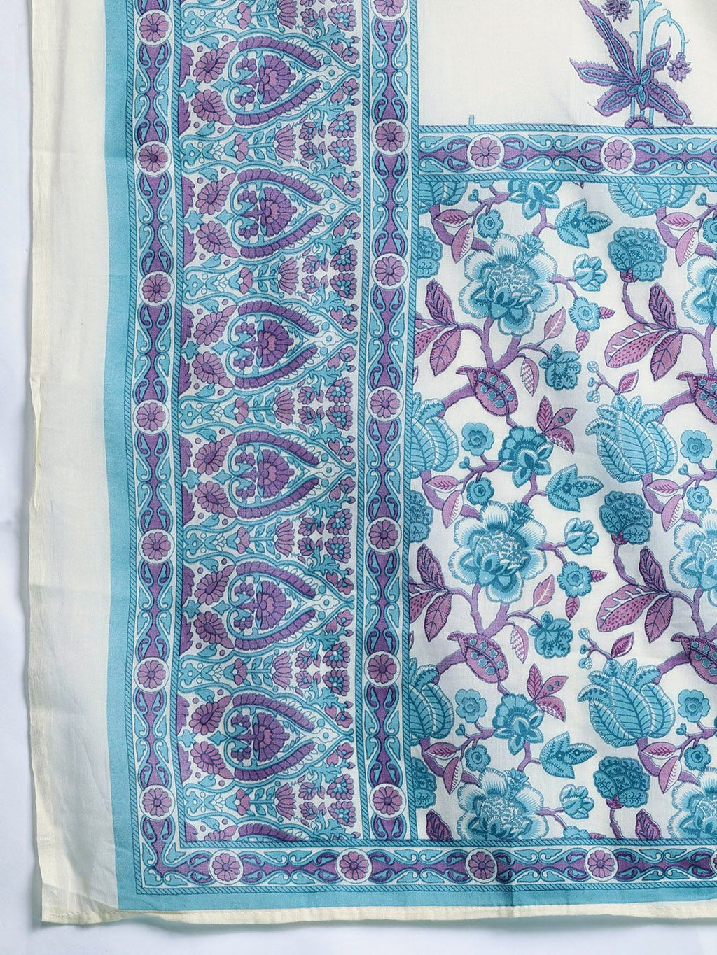 Indo Era Floral Printed Regular Pure Cotton Kurta with Trousers & Dupatta
