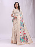 Shree Shyam Fashion Linen Cotton Cream Saree