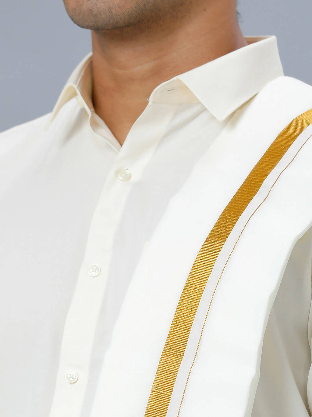 Ramraj Cotton Mens Wedding Set Cream Regular Dhoti, Shirt & Towel