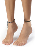 NVR Women's Evil Eye Adjustable Black Anklets