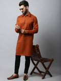 Even Apparels Brown Color Pure Cotton Solid Men's Kurta With Shirt Collar (SLD1137)