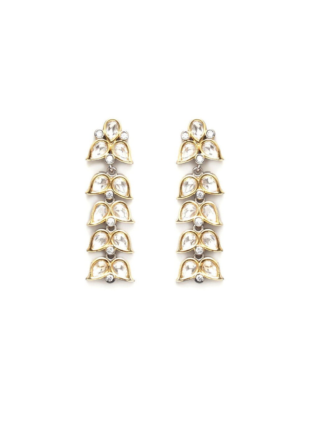 Long Kundan Earrings (silver) - Ruby Raang