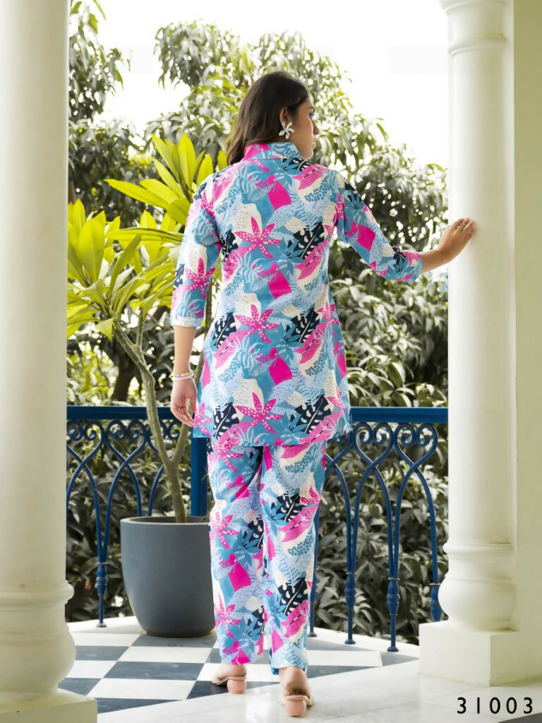 Casual Fashionable Multi Muslin Cotton co-ord set - Manya