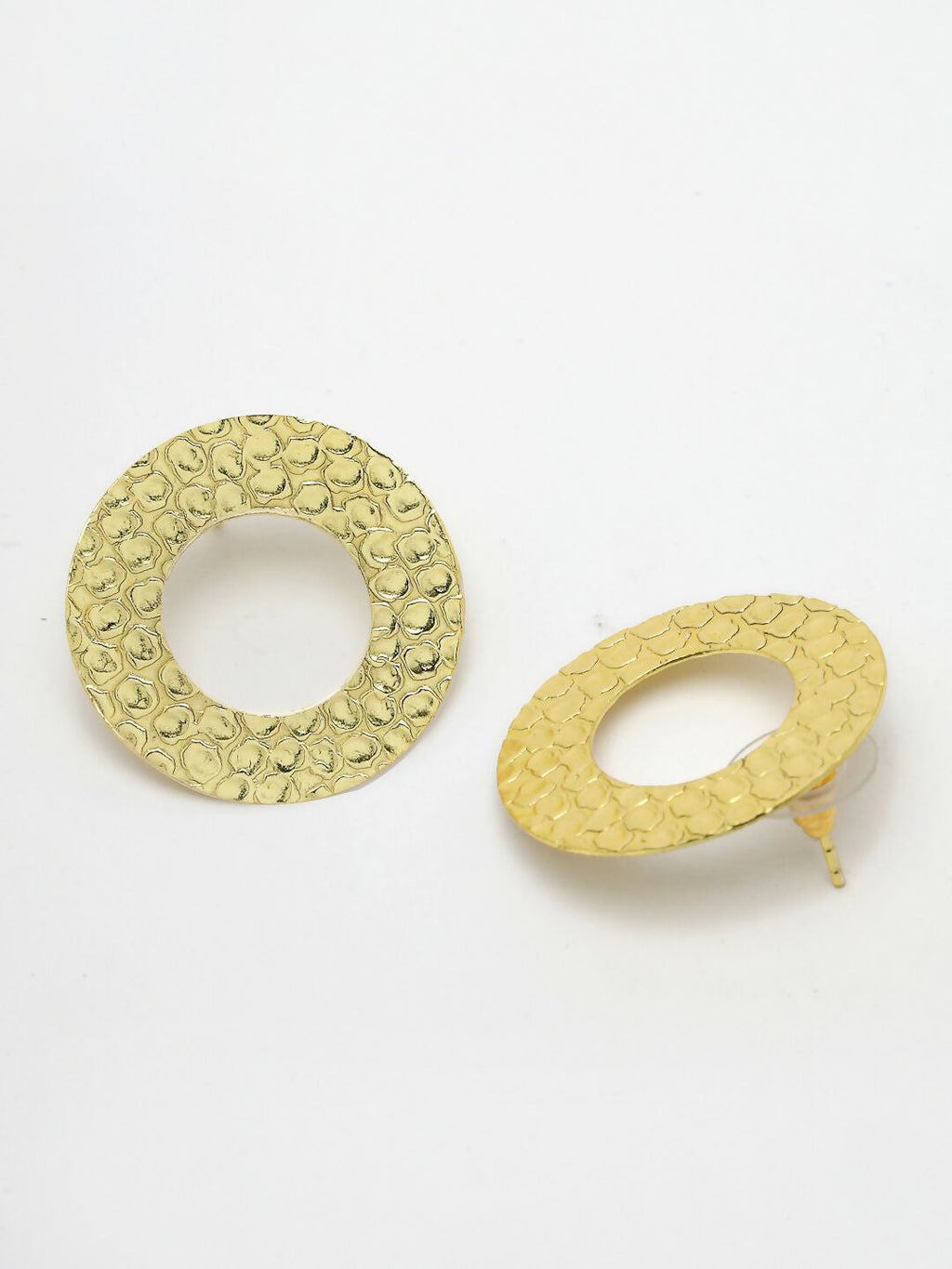 NVR Women Gold-Polished Cut Out Circle Drop Earrings