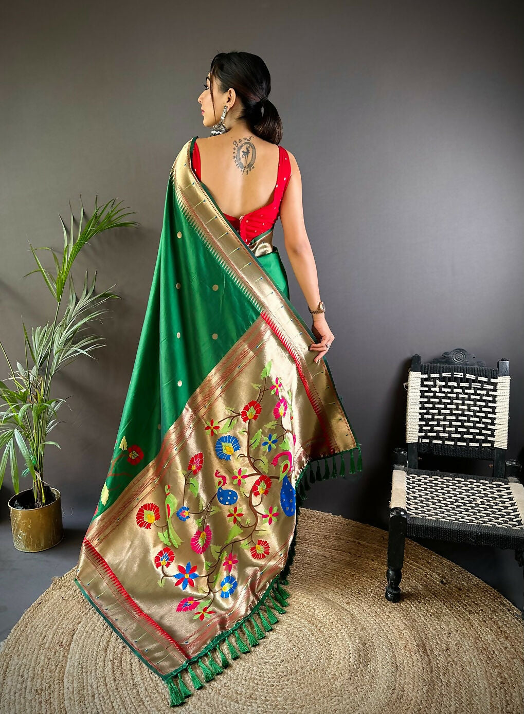 Joban Fashion Red Motifs Paithani Sarees