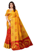 Vamika Ethnic Fire Red Jari Border Linen Saree