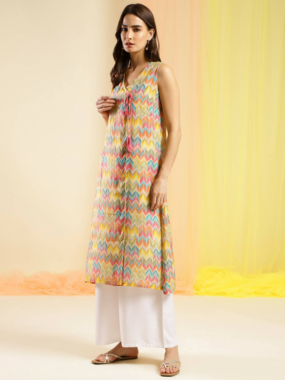 Women Multicolor Angrakha Poly Chanderi Printed Kurta - Shurma