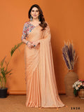 Partywear Designer Orange Polyester Zari Fancy Saree - Starwalk