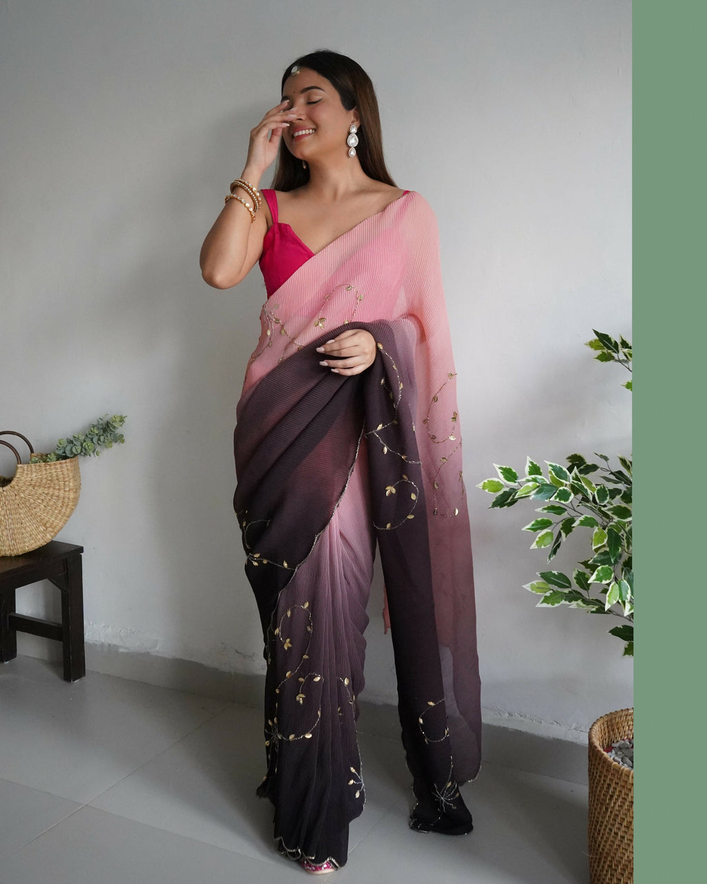 Vamsee Antara Brown Georgette Saree