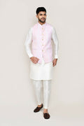 Joban Fashion White Colored Art Silk Fabric Kurta, Jacket With Straight Fit Pant