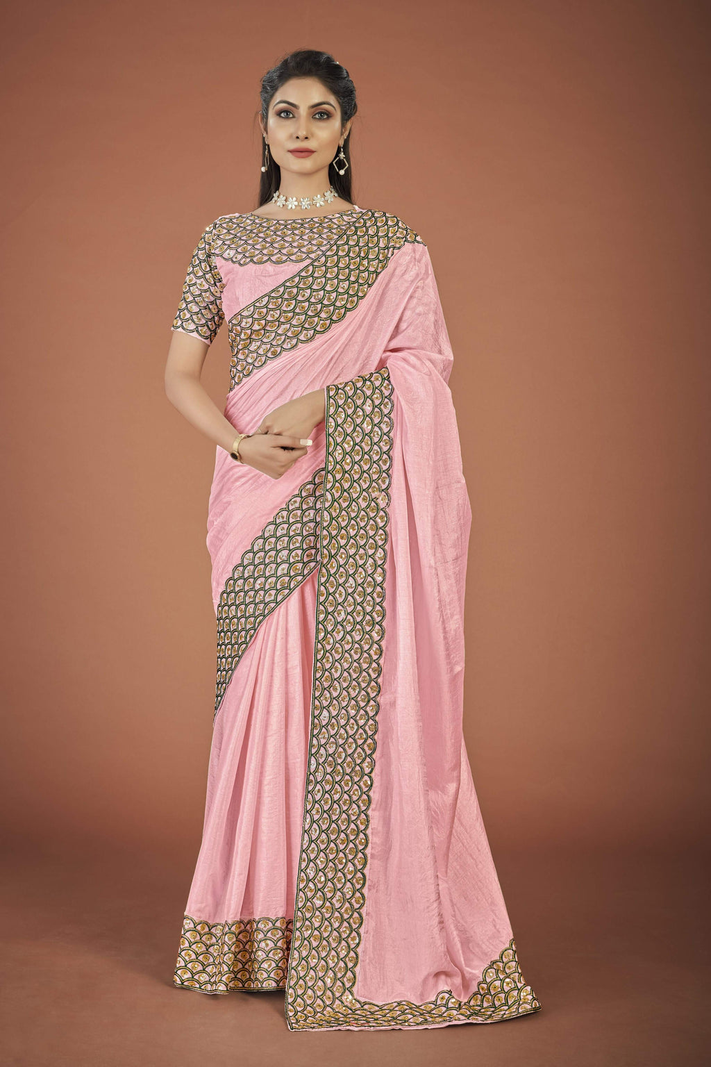 Vamsee Lata Pink Organza Saree