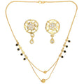 AanyaCentric Gold-Polished Short Mangalsutra Set with Earrings